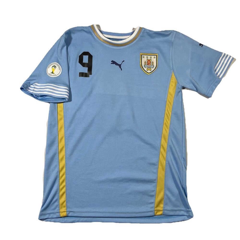 2014 Uruguay Luis Suarez #9 Puma Soccer Jersey FIFA World Cup Qualifiers Mens L
